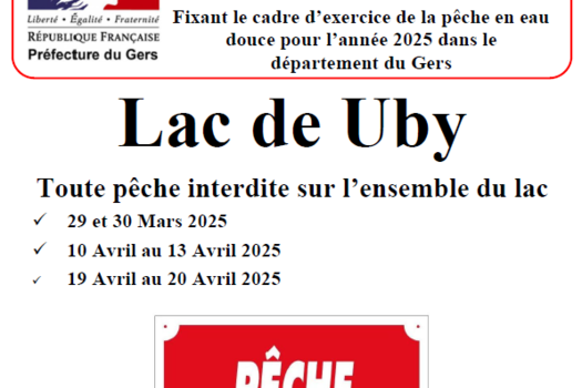 Pêche interdite sur le lac de Uby